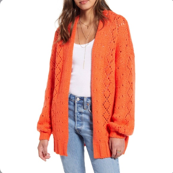 Orange Sweater Cardigan Nwt 